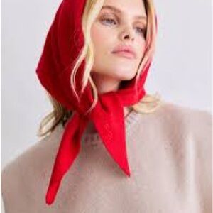 Wool blended Triangle Scarf - Flame Red Red Headscarf